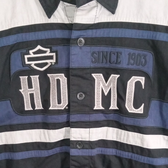Harley-Davidson Black Short Sleeve Button Down Shop Shirt  Men’s Large - Picture 2 of 6